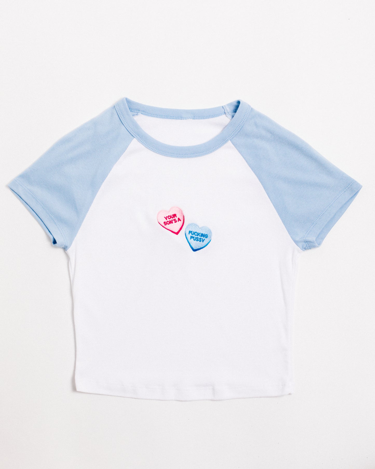 Conversation Hearts Raglan Baby Tee