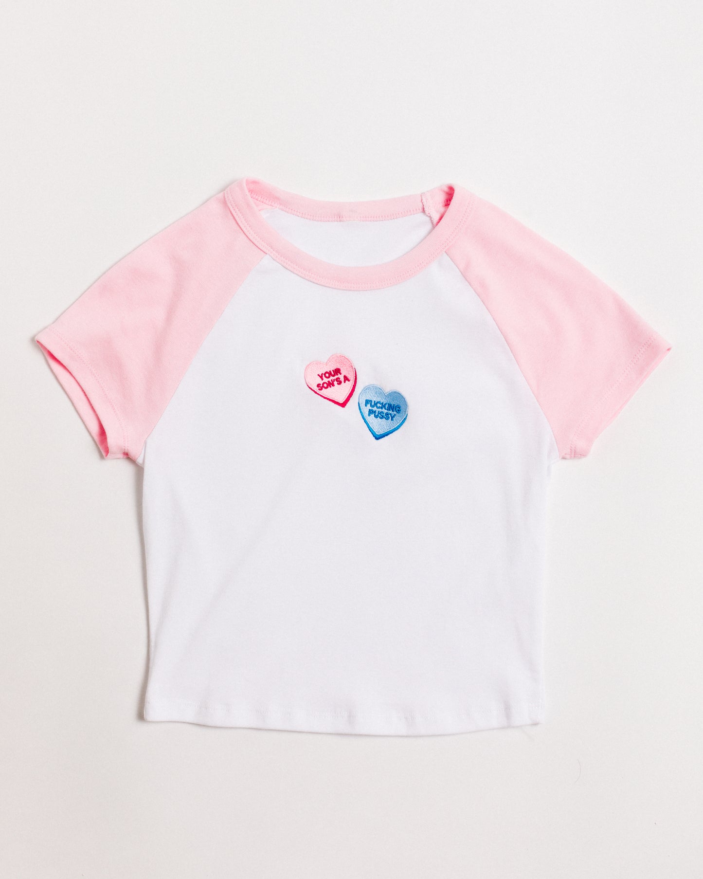 Conversation Hearts Raglan Baby Tee